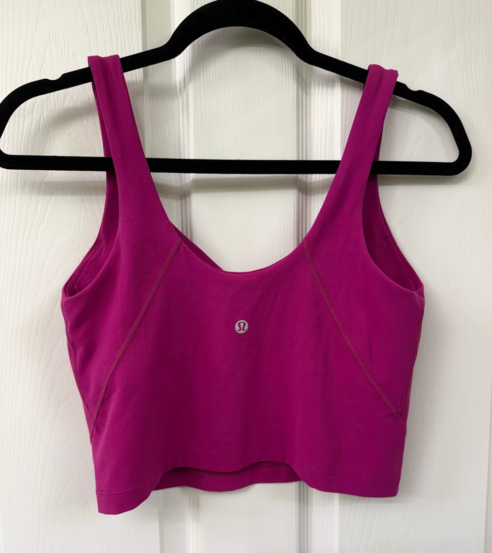 Lululemon Align size 8 fuchsia pink scoop neck tank top with shelf bra no pads